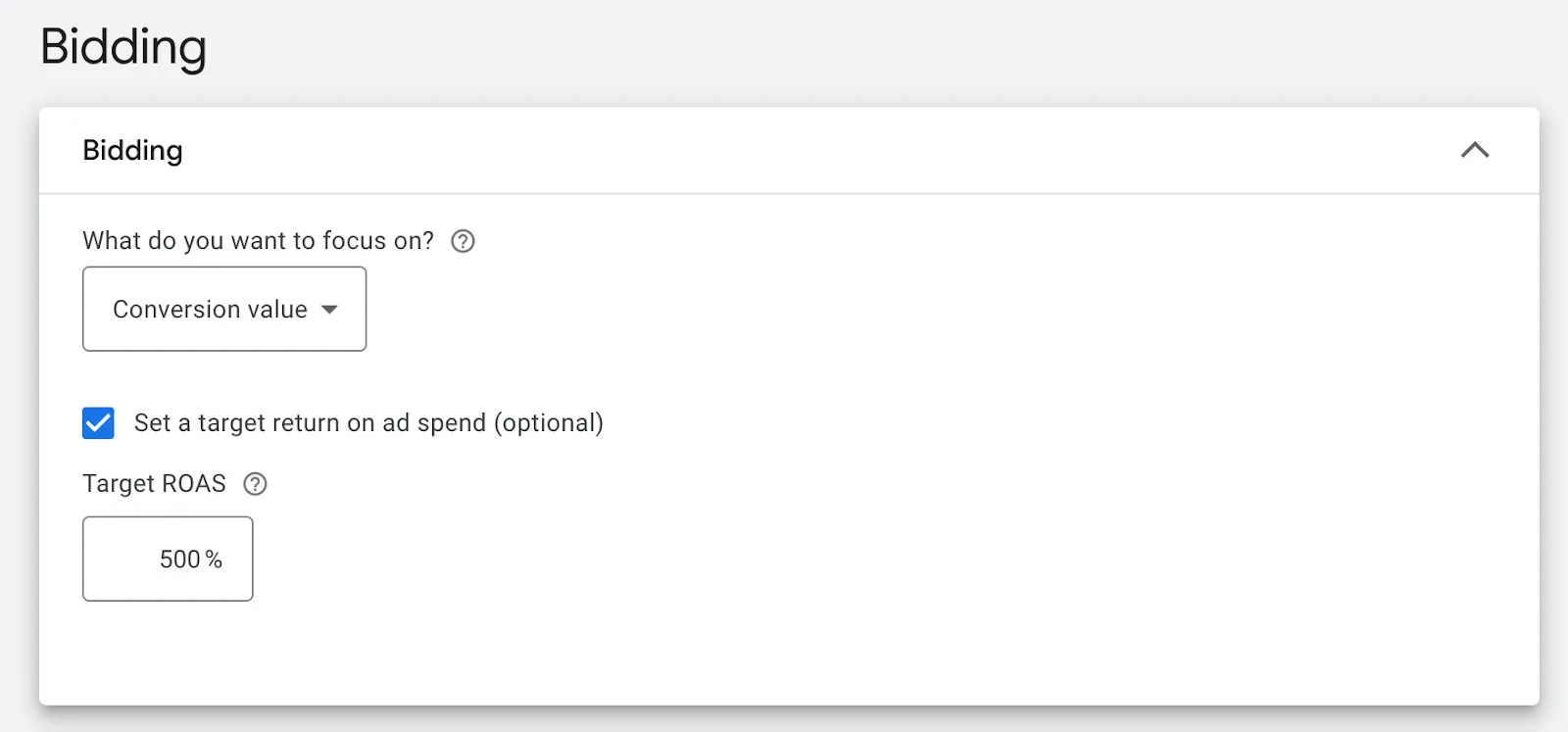 A screenshot of setting up "Bidding" in Google Ads.