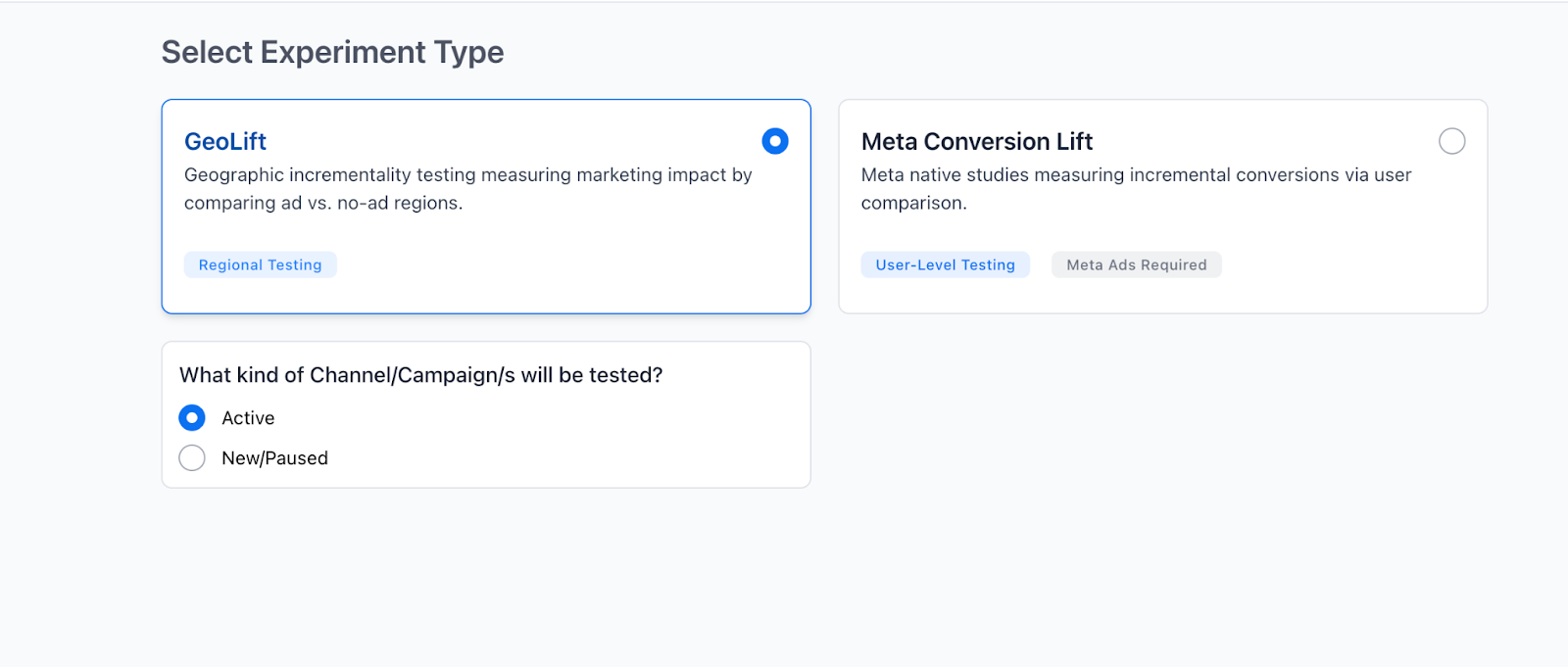screenshot of Triple hale incrementality featuring GeoLift and Meta Conversion Lift