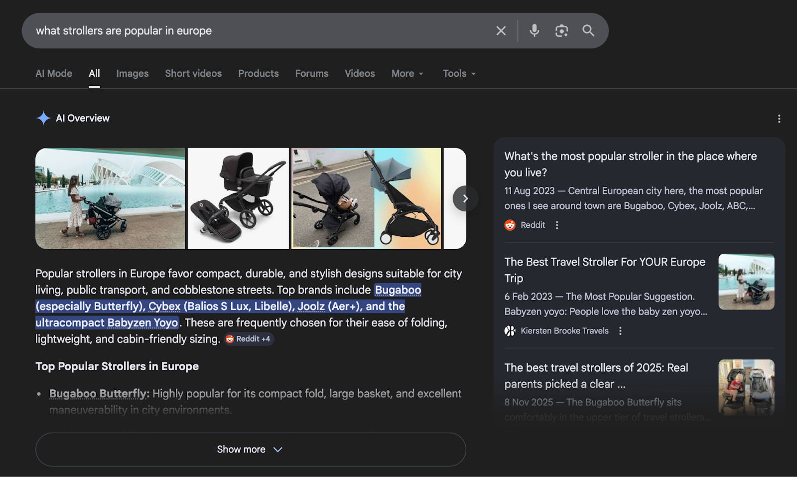Screenshot of an AI Overview snippet