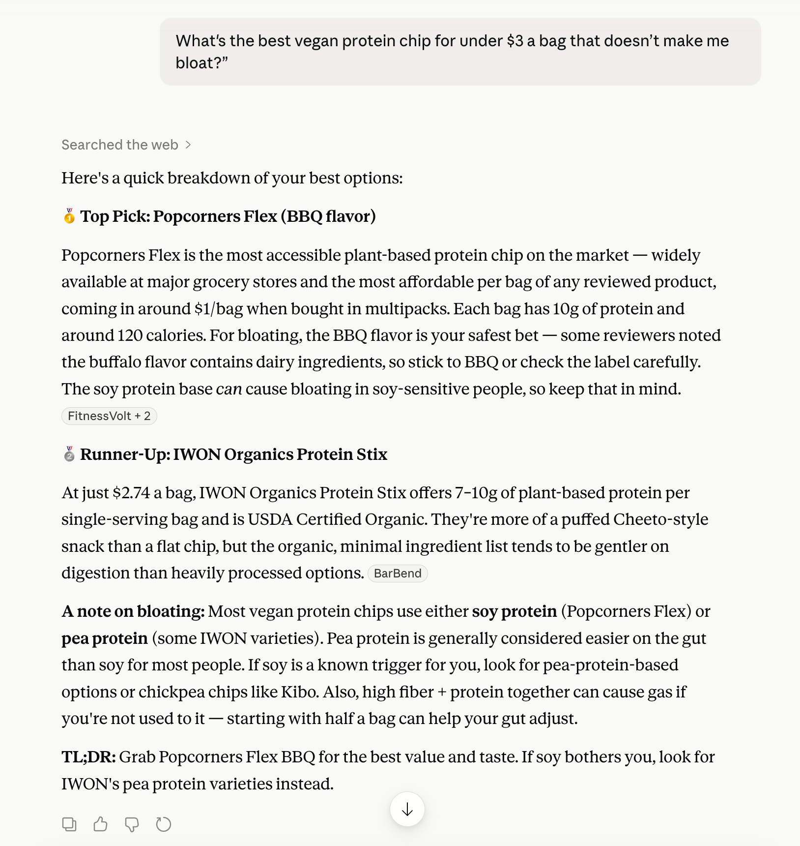 example of a response from an AI chatbot