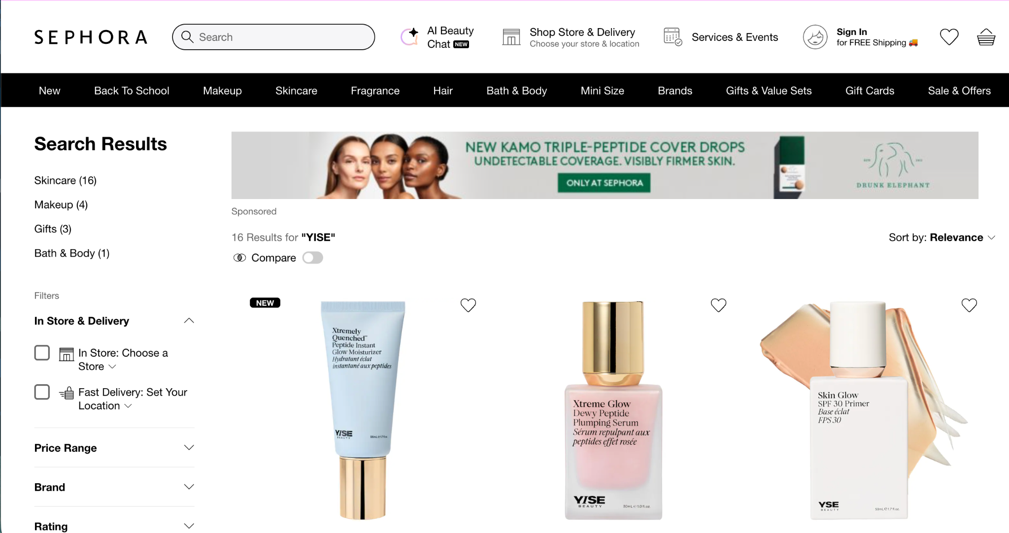 YISE Brand in Sephora