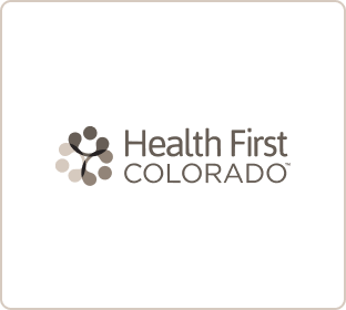 Health First Colorado logo grey