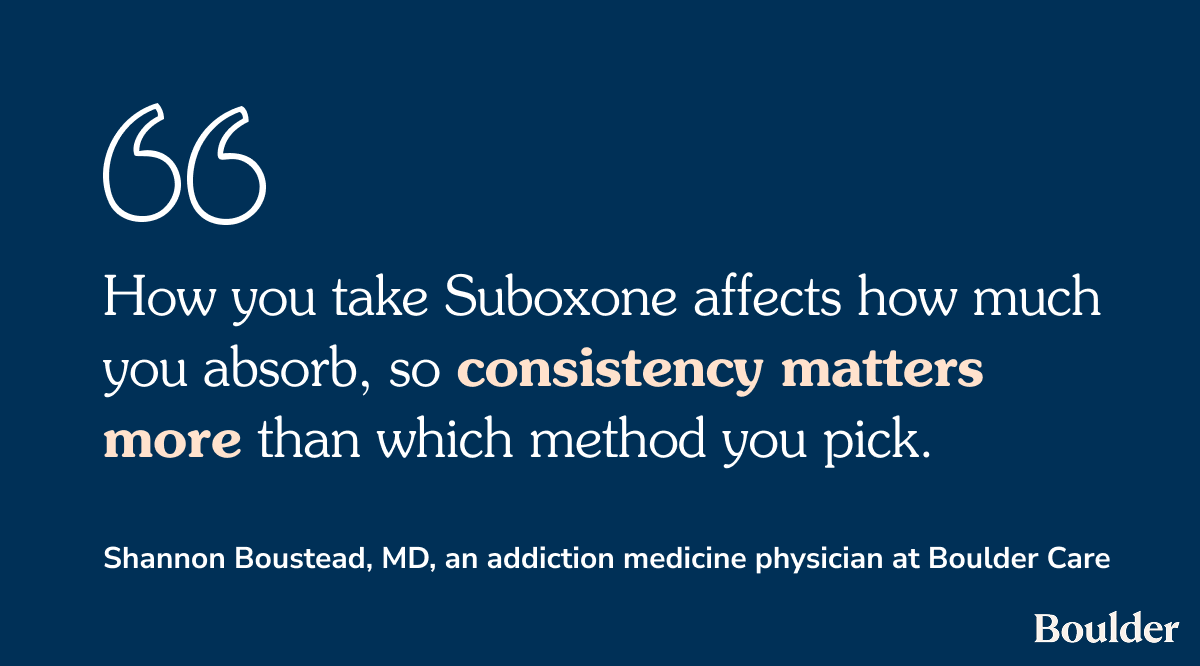 Quote about how consistency in taking Suboxone matters more than which method is used.