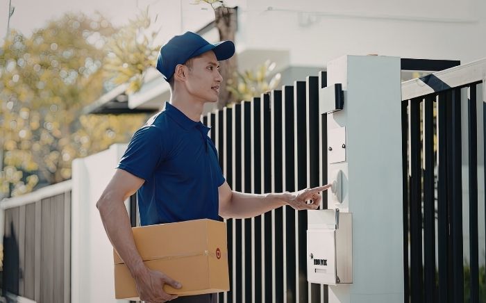 Man ringing doorbell