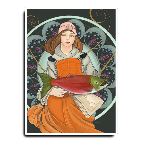 Salmon Girl Mucha