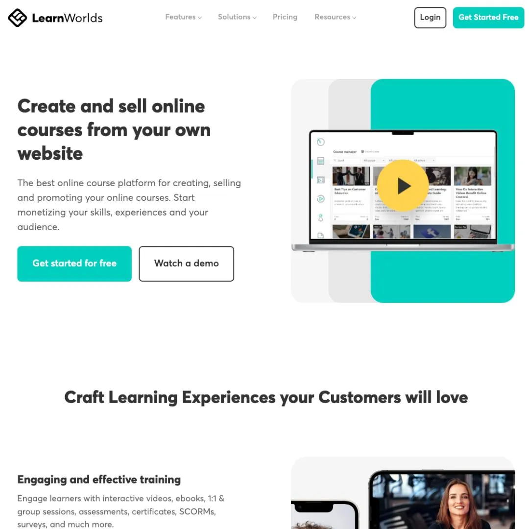learnworlds website course creation services