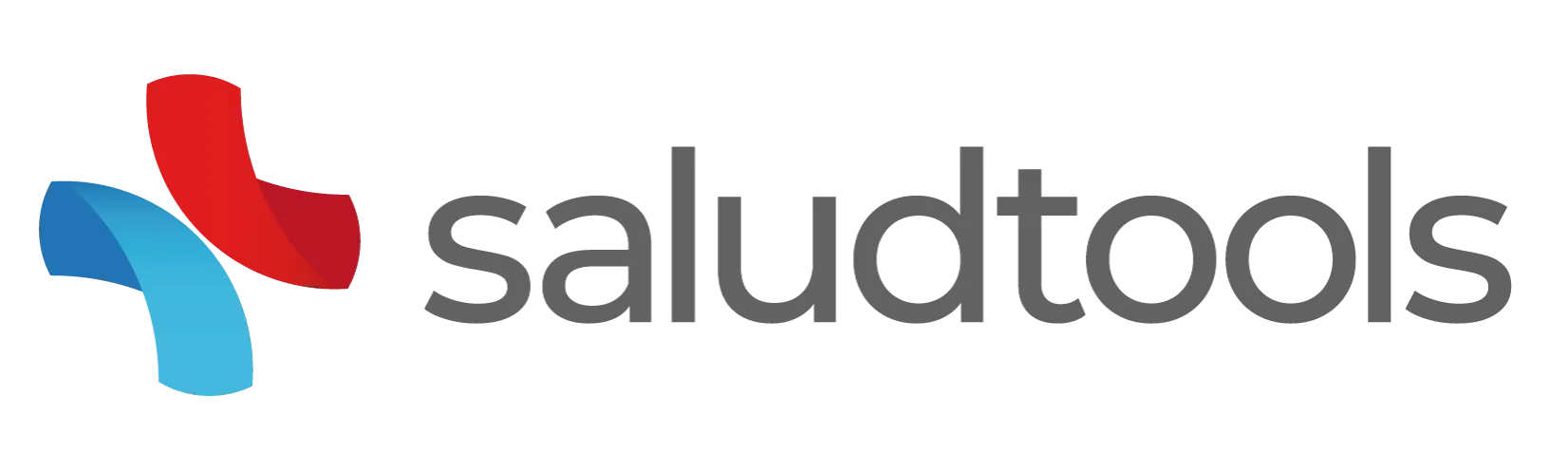 Saludtools logo with a stylized red and blue cross symbol to the left of the gray text.