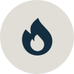 Blue flame icon inside a light beige circular background.