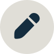 Blue pencil icon inside a light gray circular background.