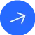 White arrow pointing to the upper right on a blue circular background.