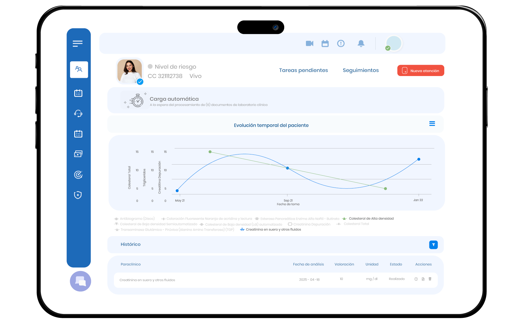 Inteligencia artificial en la consulta médica que transcribe automáticamente la atención del paciente y completa los campos de la historia clínica con solo la voz del médico.