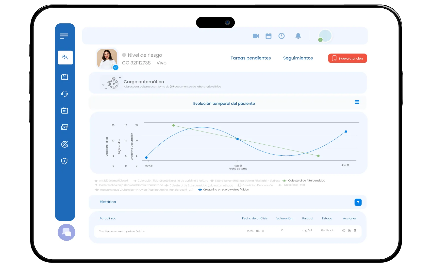 Inteligencia artificial en la consulta médica que transcribe automáticamente la atención del paciente y completa los campos de la historia clínica con solo la voz del médico.