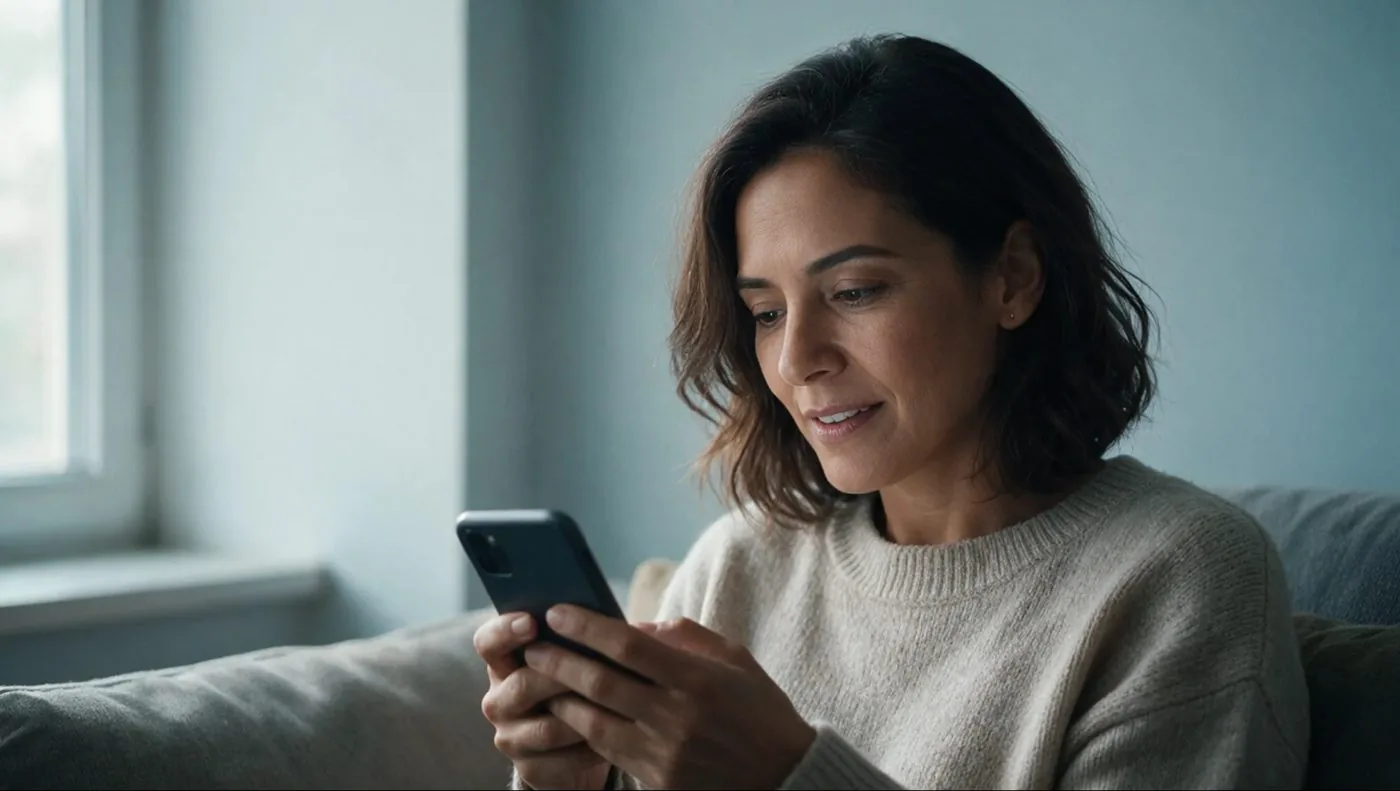 Médica revisando su celular