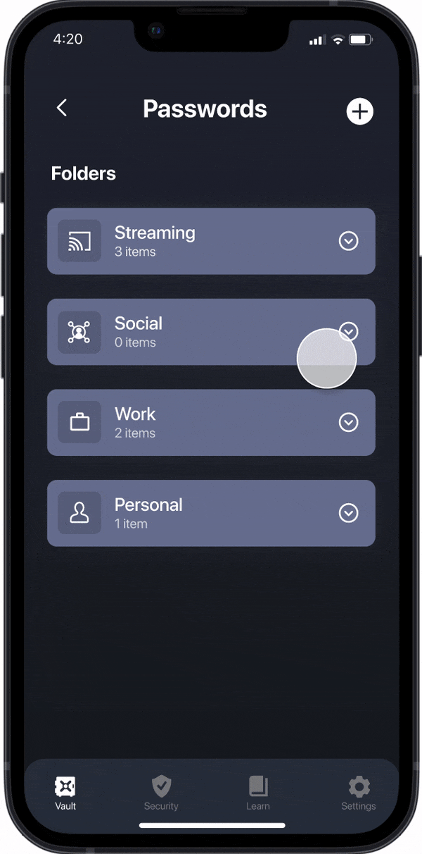 gif of sharing passwords on securepass mobile app