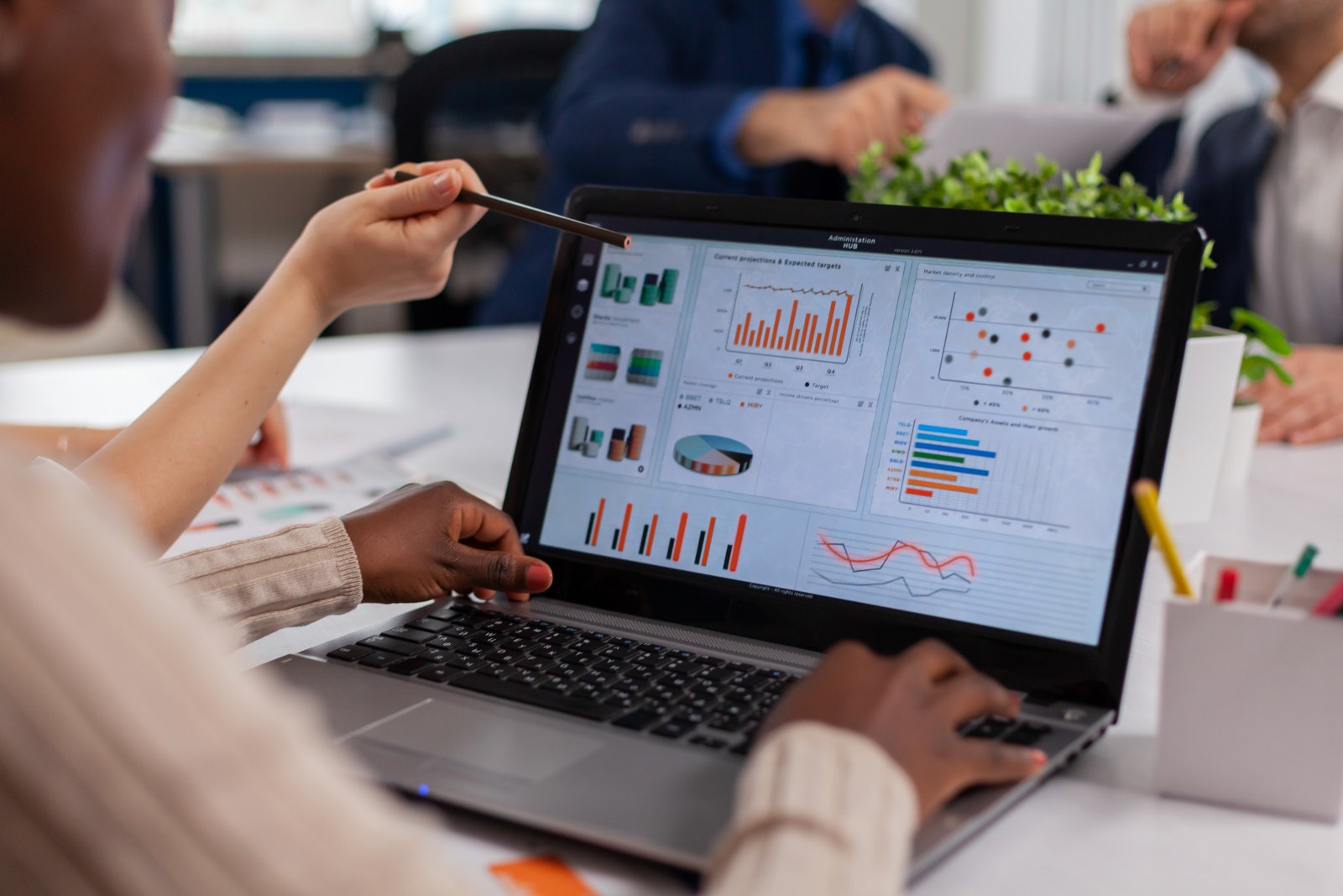 People reviewing metrics.