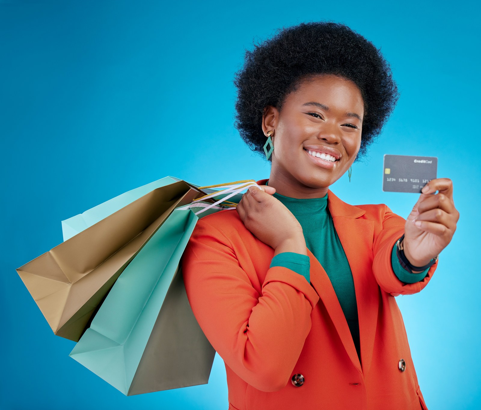 A woman making a purchase due to an ad.