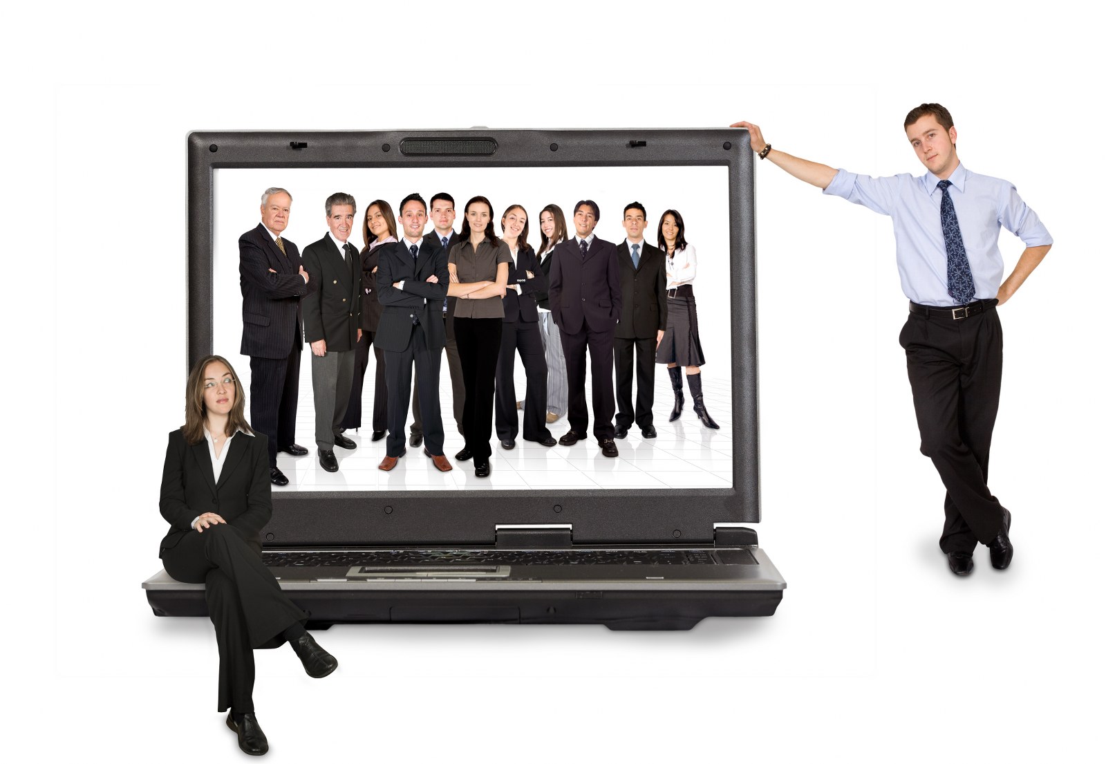 A visual representation of customers on a laptop.