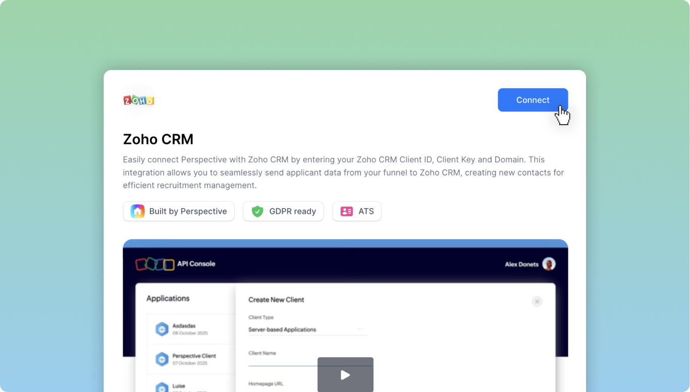 Zoho CRM Integration – Automatic lead sync for your funnels 🔄