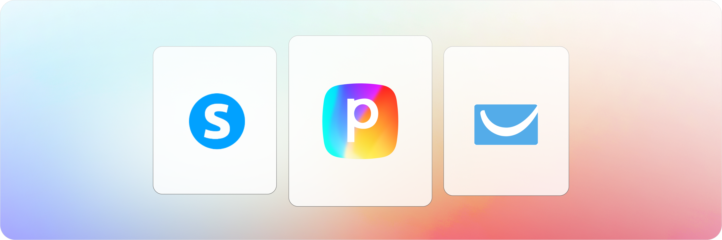 Logos of Systeme.io, Perspective, and GetResponse—marketing/landing page platforms—displayed side by side on a gradient background.