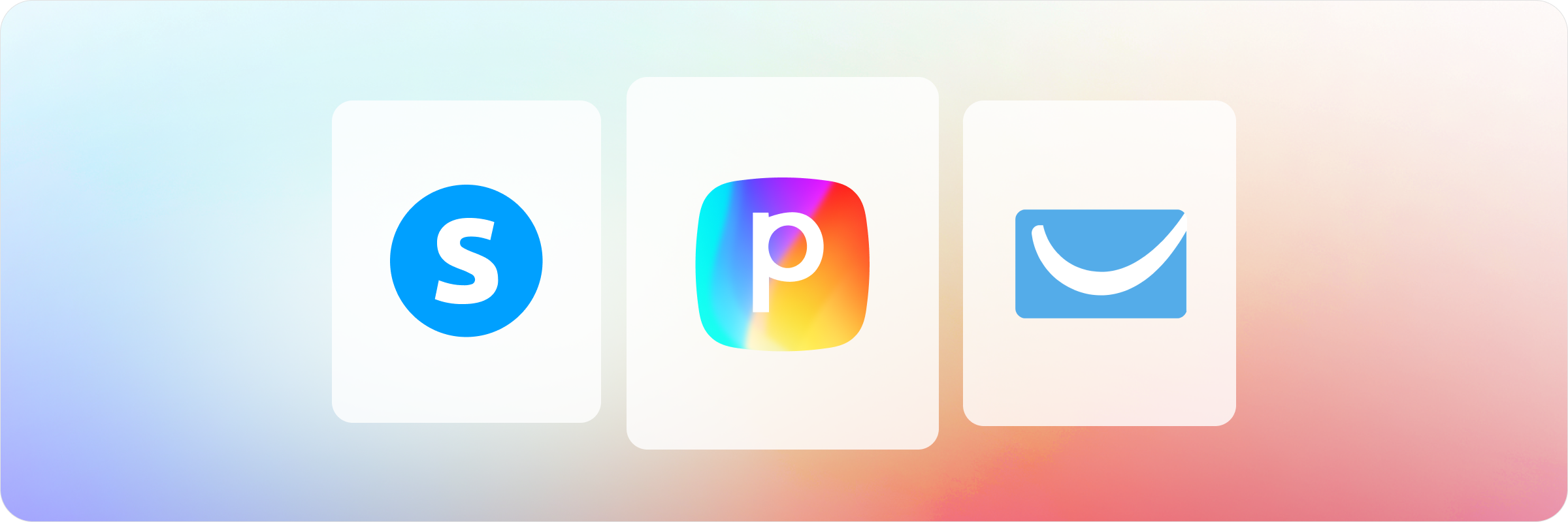 Logos of Systeme.io, Perspective, and GetResponse—marketing/landing page platforms—displayed side by side on a gradient background.