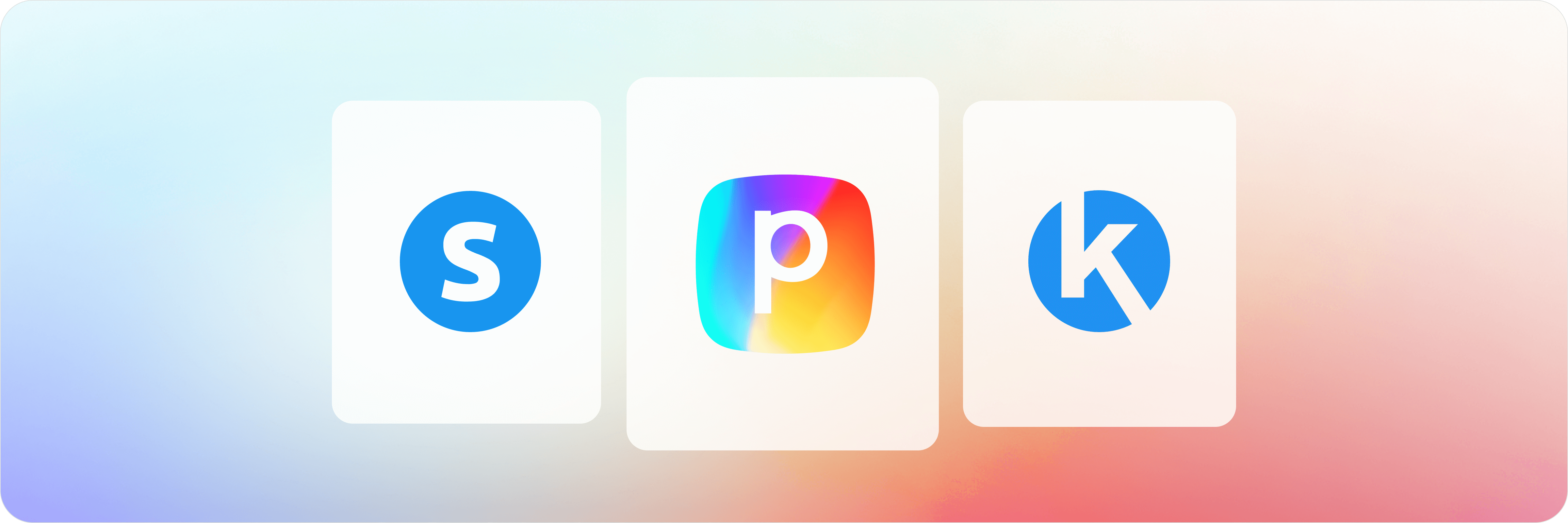 Logos of systeme.io, Perspective and Kartra on a gradient background.