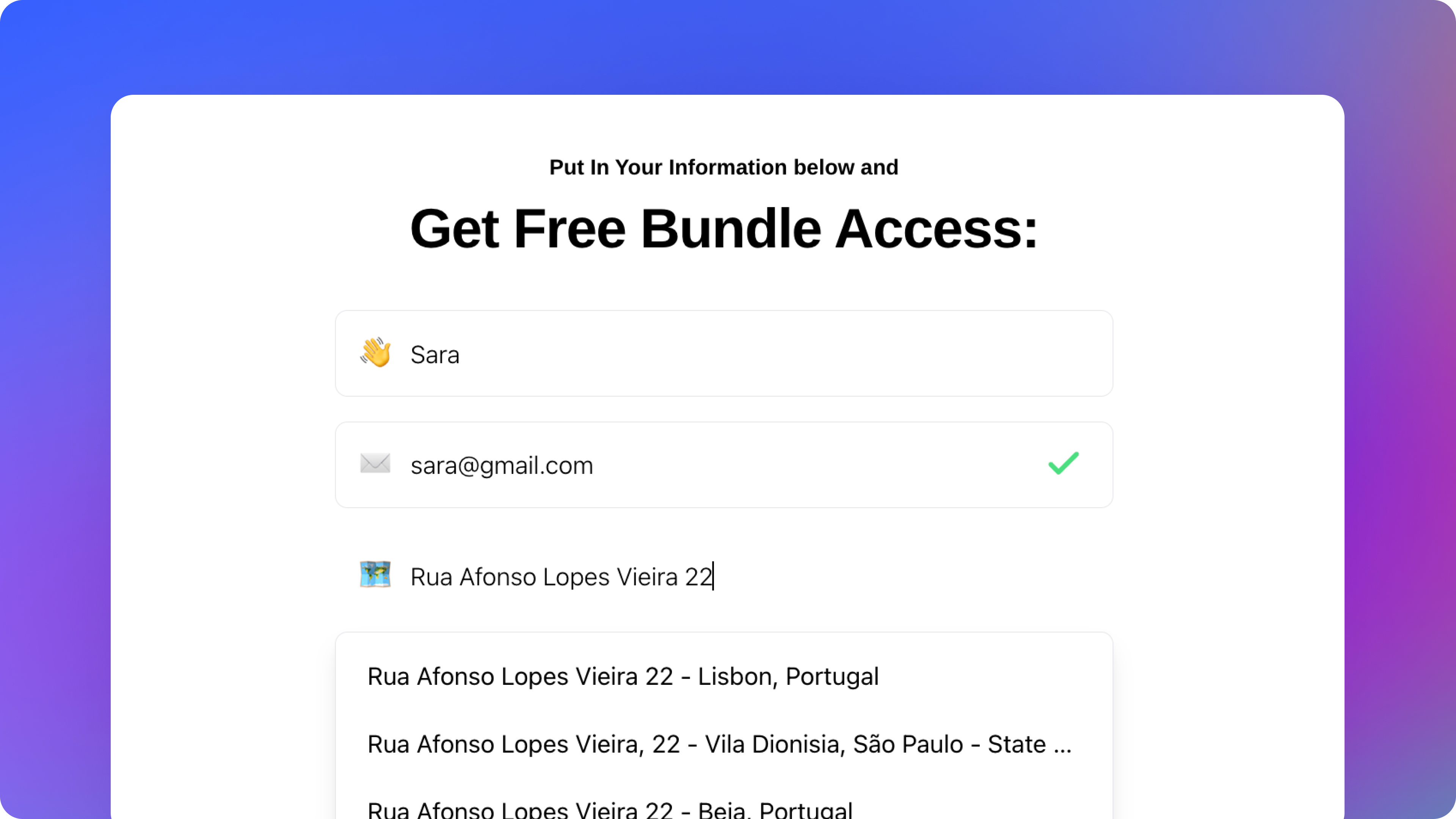 Full Address Block – One Input, cleaner data, better conversion.