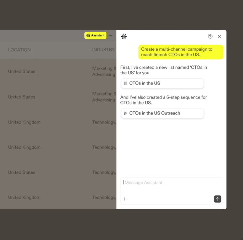 Apollo.io lead qualification software interface showing multi-channel campaign creation and outreach sequence builder.