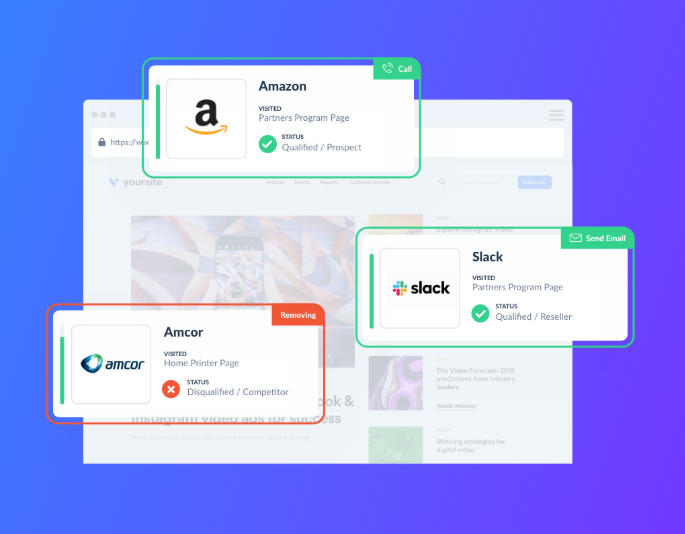 Leadfeeder lead qualification software dashboard showing website visitor tracking and qualified prospect alerts.