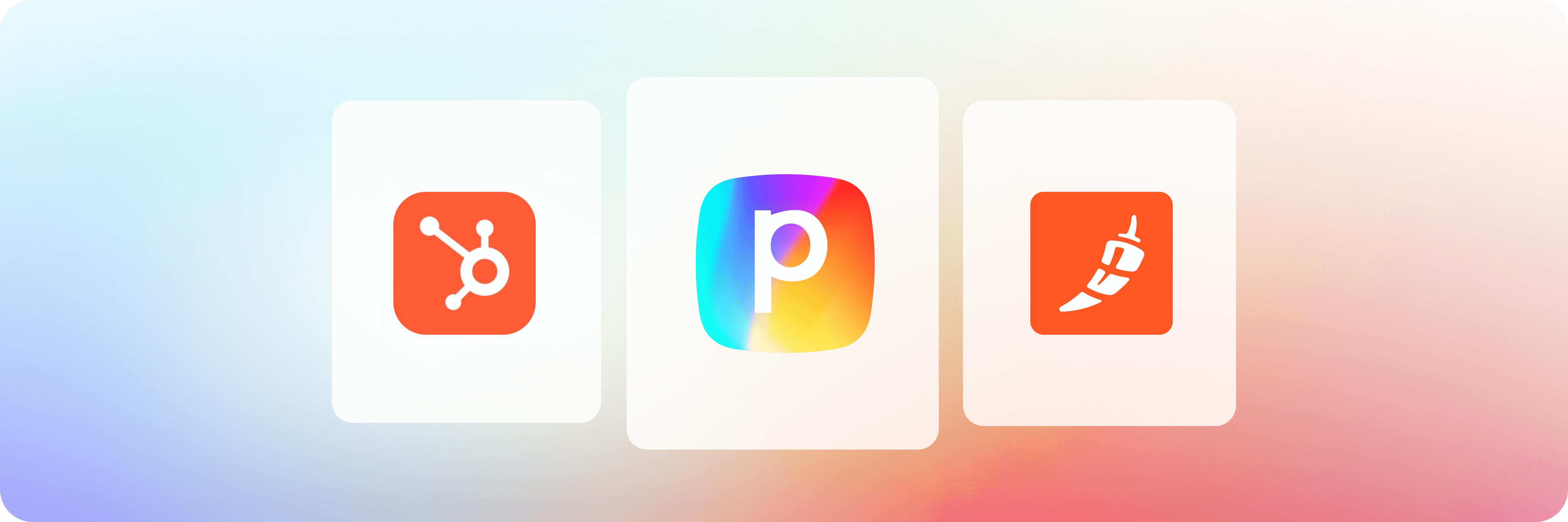 Logos of lead qualification software tools including HubSpot, Perspective, and Chili Piper on a gradient background.