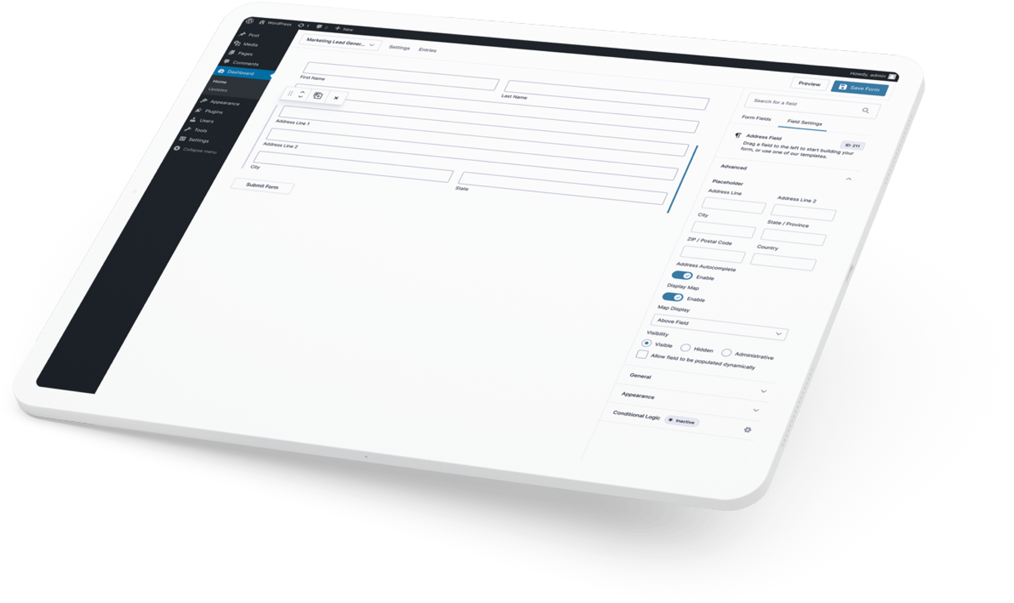 Gravity Forms interface screenshot from our landing page builder analysis