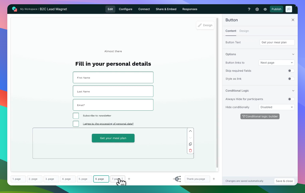 involve.me interface screenshot from our landing page builder analysis