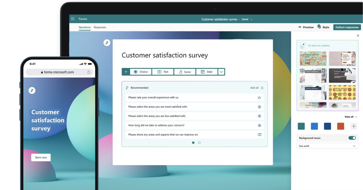 A look at the Microsoft Forms dashboard, one of the landing page builder tested in this review