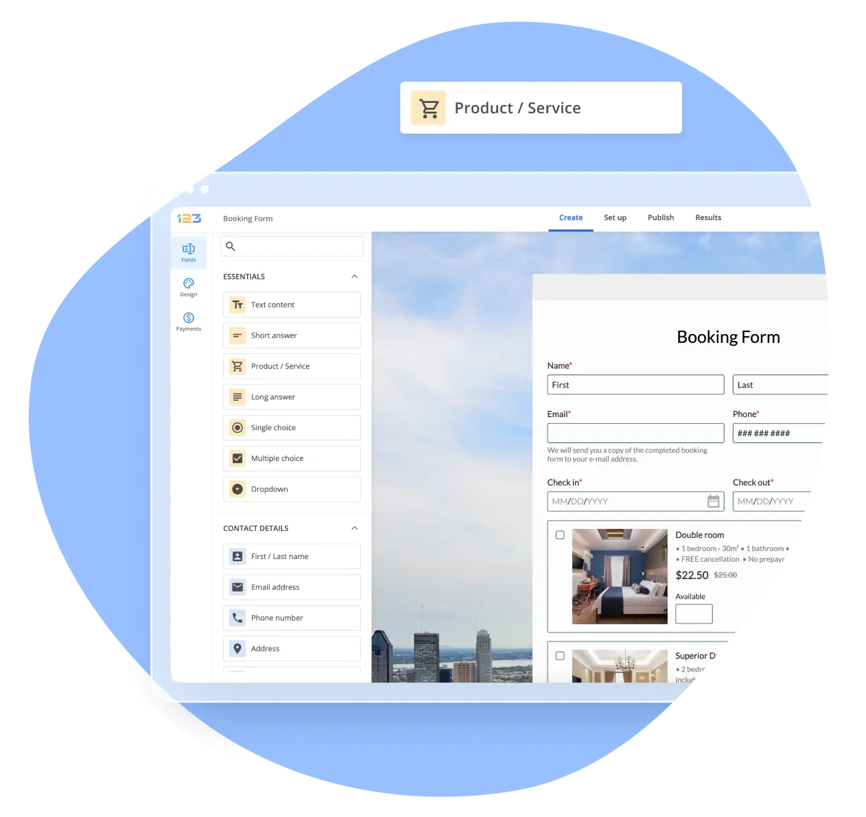 123FormBuilder interface screenshot from our landing page builder analysis