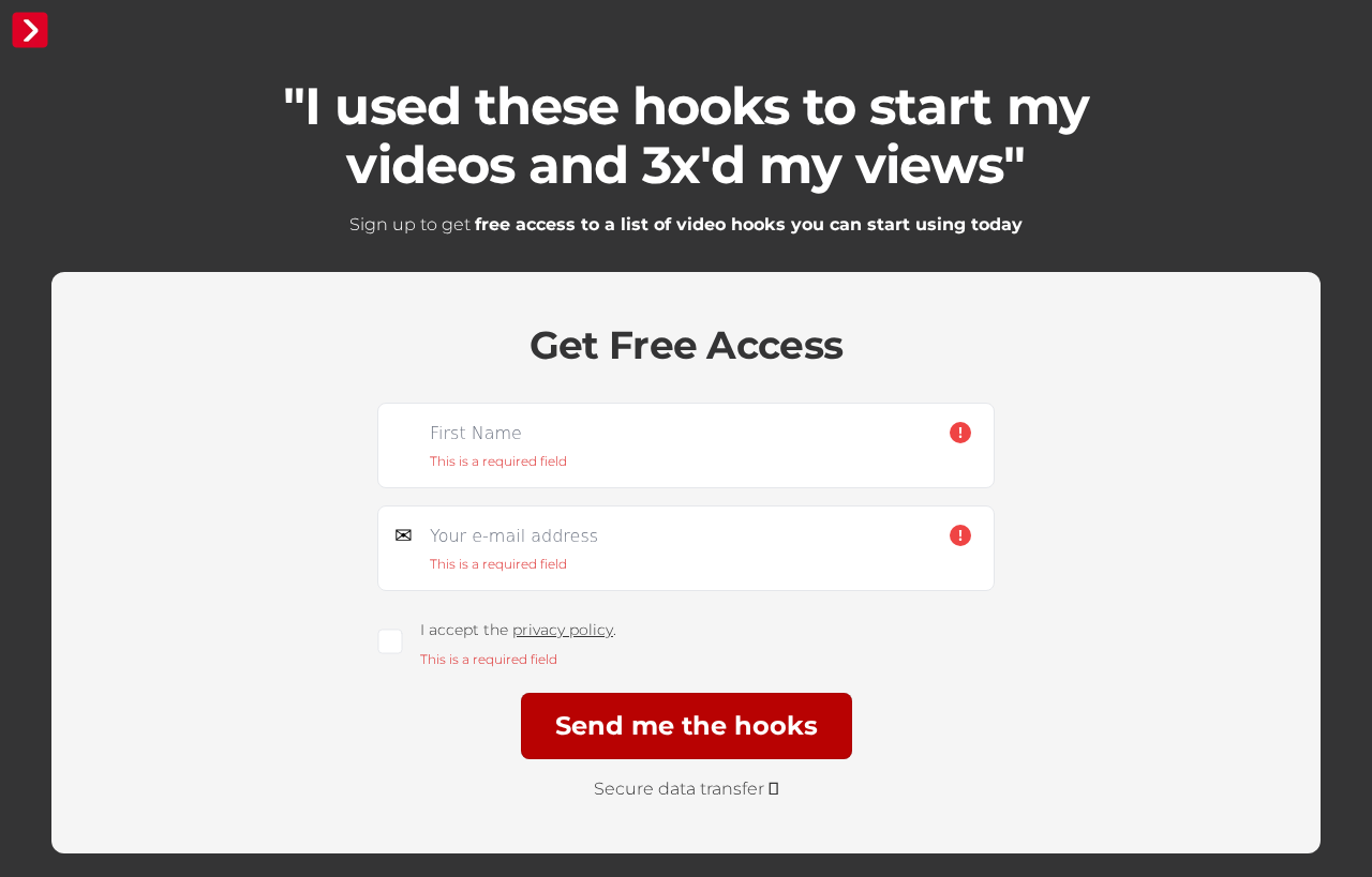 Neel's Hooks Get Free Access email opt-in — lead generation forms with quote headline
