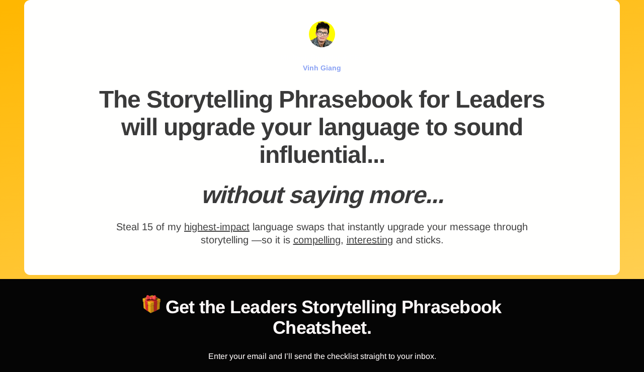 Vinh Giang Storytelling Phrasebook yellow lead generation forms with ellipsis headline