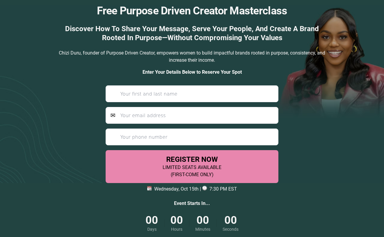 Chizi D coaching webinar registration page with hero photo — webinar landing page example