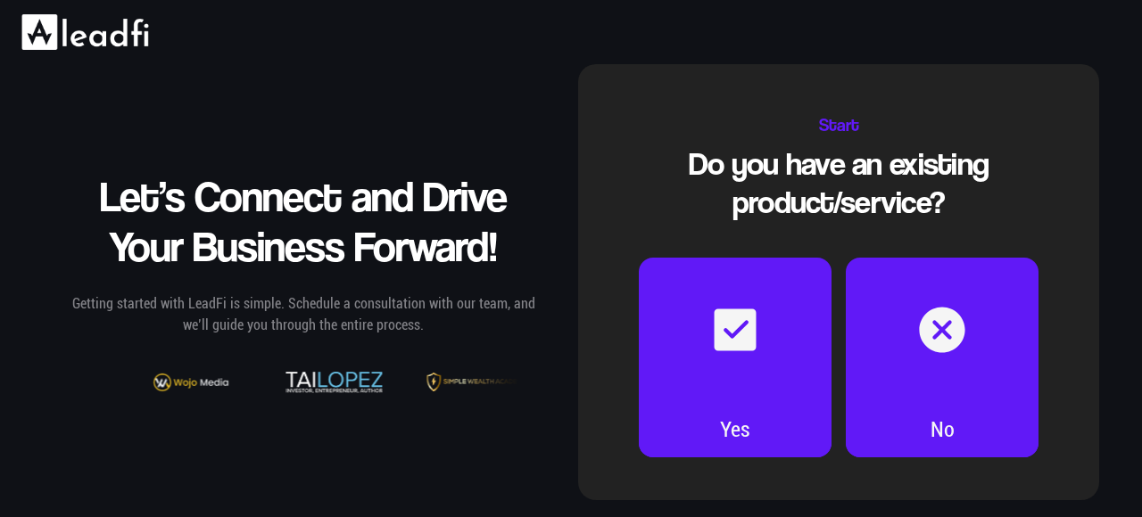 LeadFi real-time buying power live session webinar landing page example with social proof logos