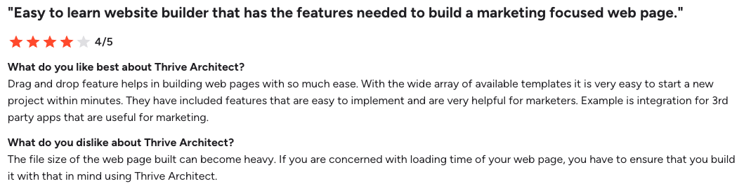 Thrive Architect G2 review 1