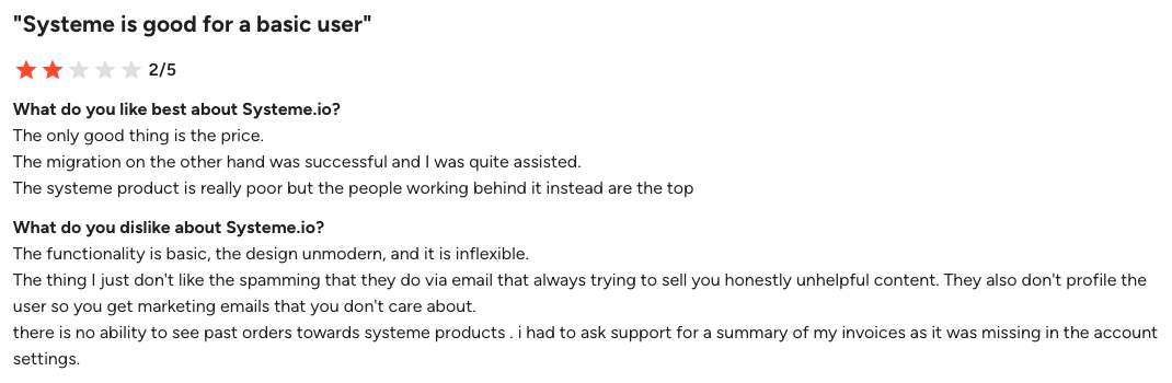 Systeme.io G2 review 2