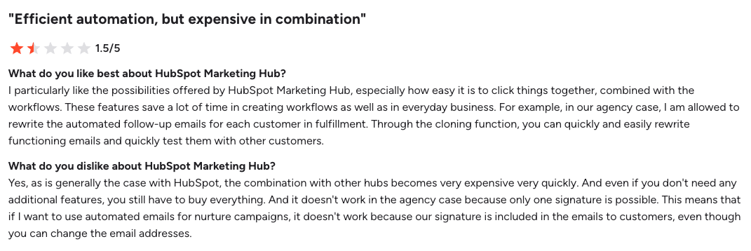 HubSpot Marketing Hub G2 review 2