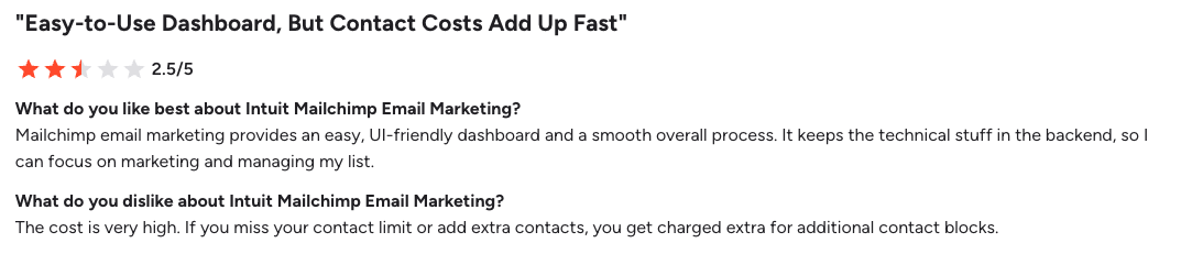 Mailchimp G2 review 2