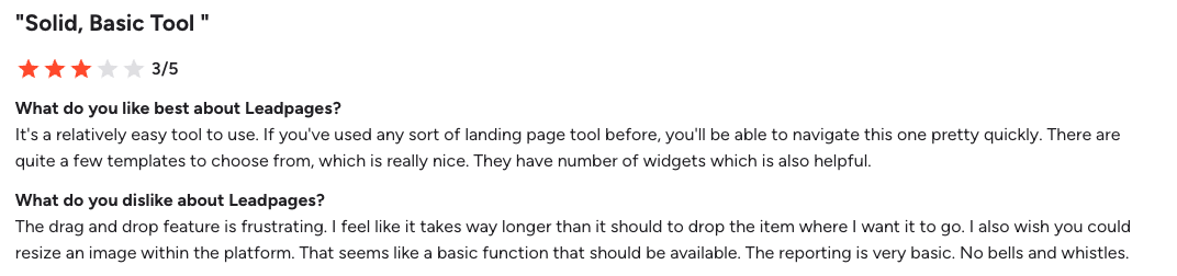 Leadpages G2 review 1
