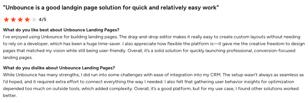 Unbounce G2 review 1