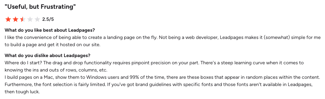 Leadpages G2 review 1
