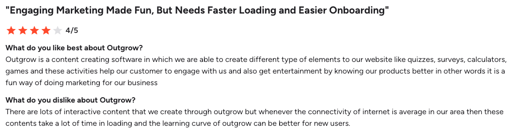 Outgrow G2 review 1