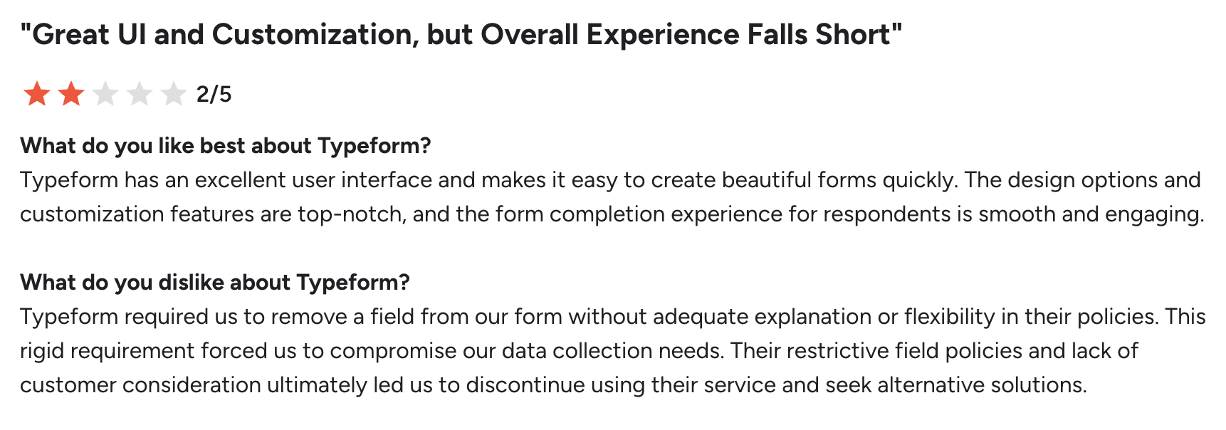 Typeform G2 review 2