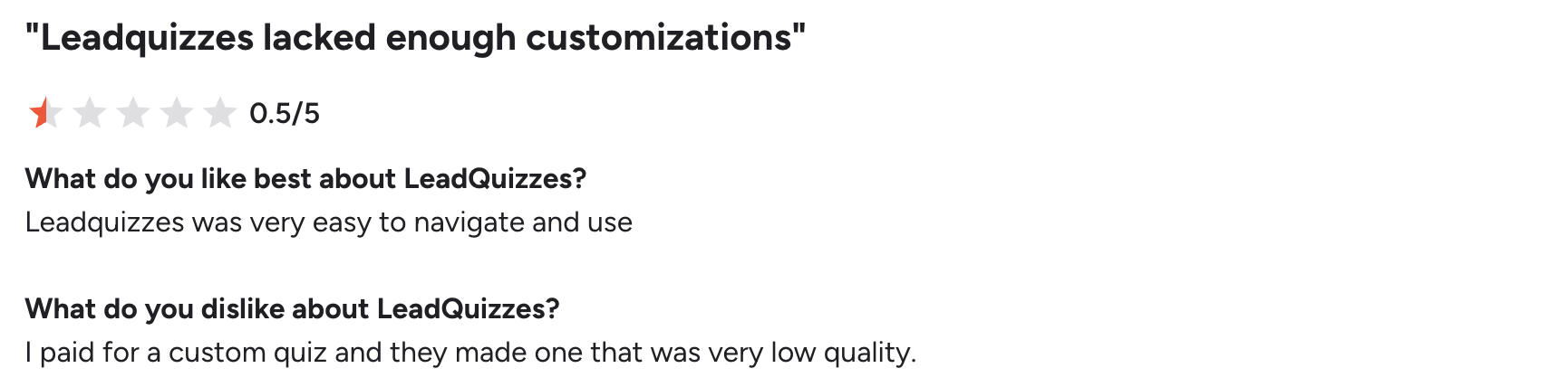 LeadQuizzes G2 review 1
