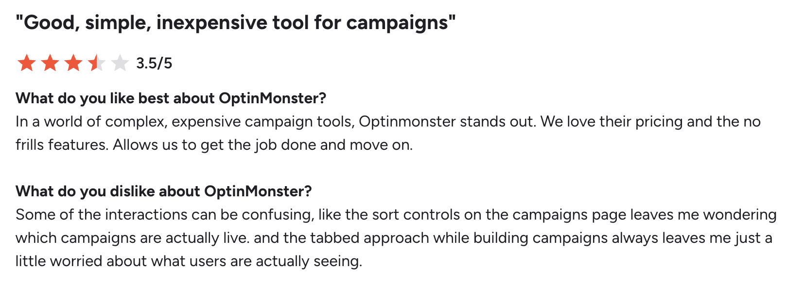 OptinMonster G2 review 2