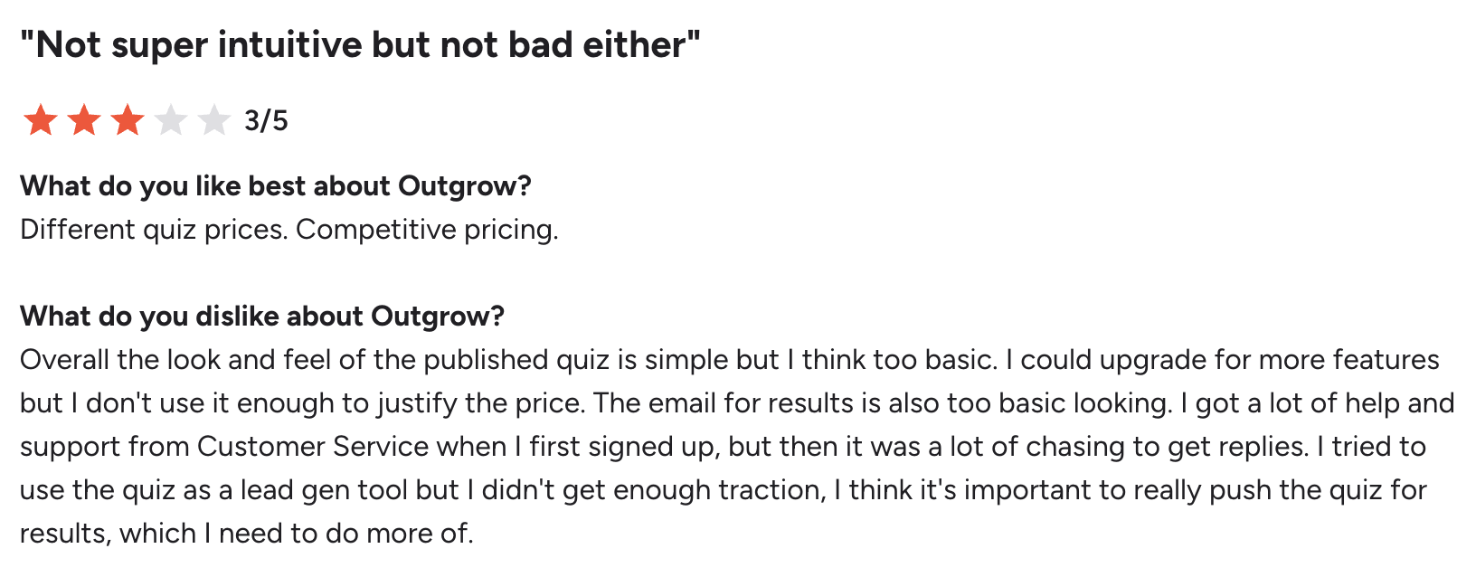 Outrgrow G2 review 1