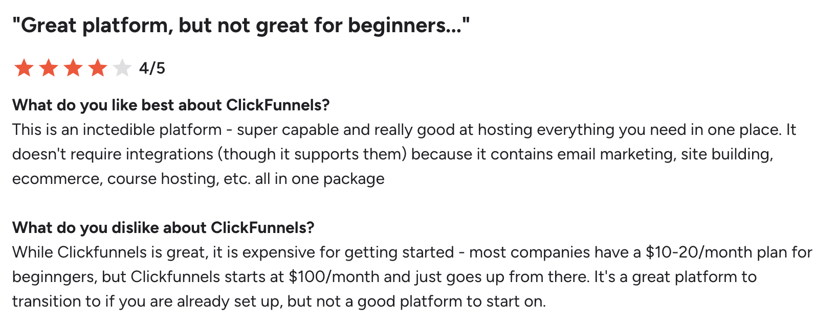 Clickfunnels G2 review 1